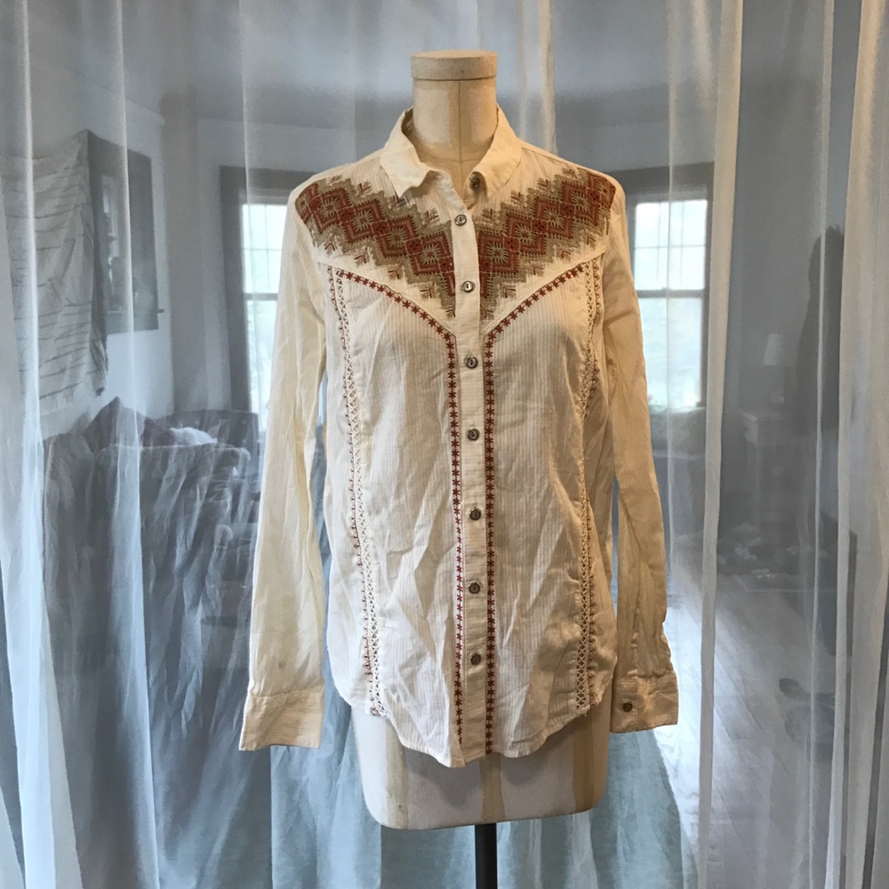 Anthropologie Iverie Embroidered Button Up! - Picture 2 of 7